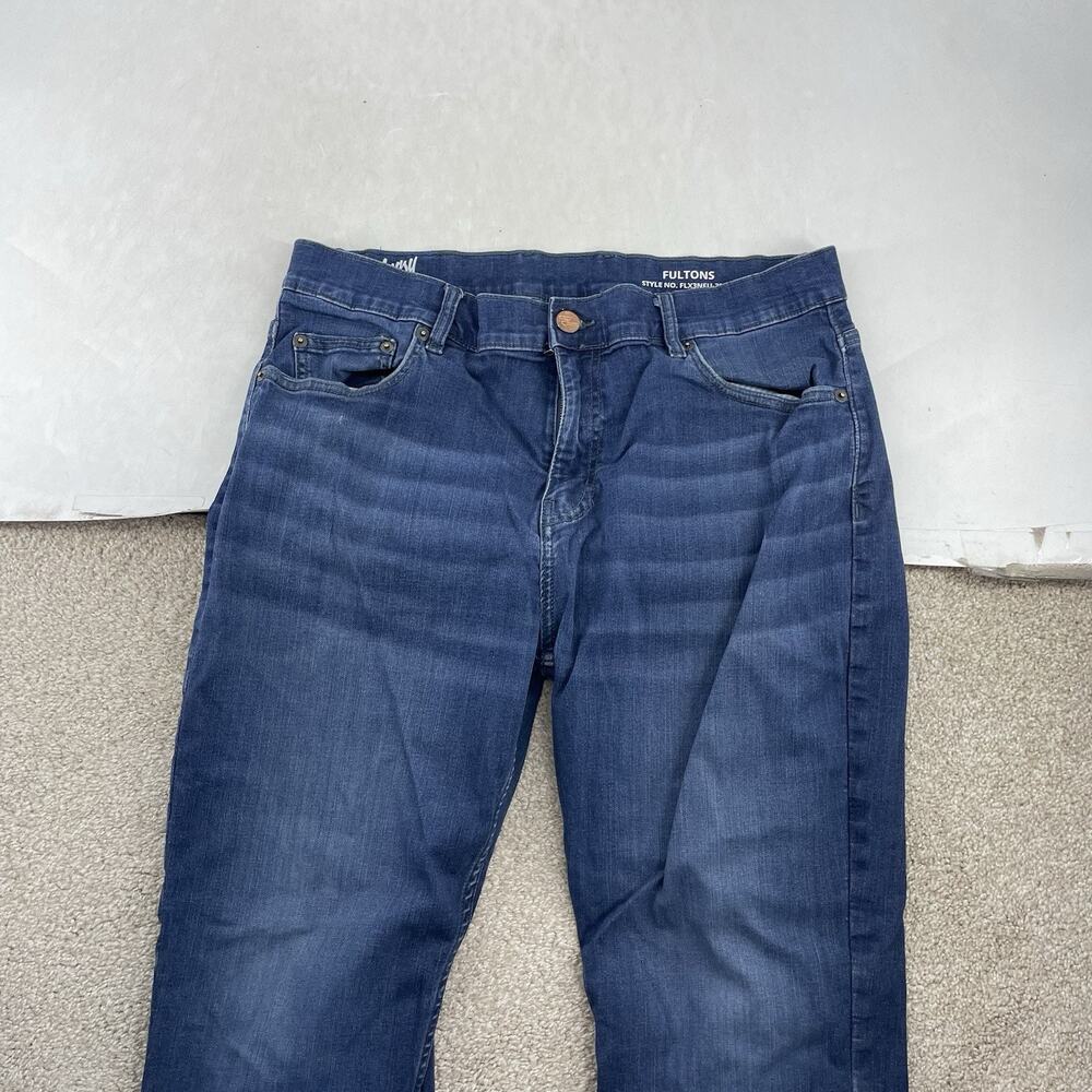 Mugsy Fultons Jeans Mens 38 x 30 Blue Dark Wash Slim Tapered Denim 58-29 - Picture 3 of 9